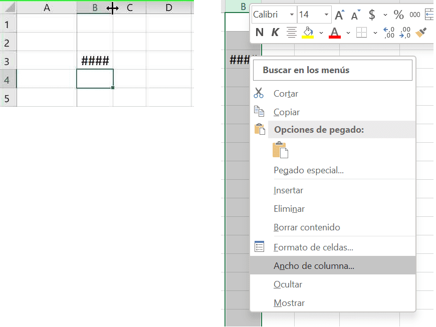 Ancho de columna en Excel