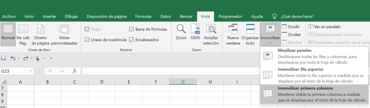 Fijar columna en Excel