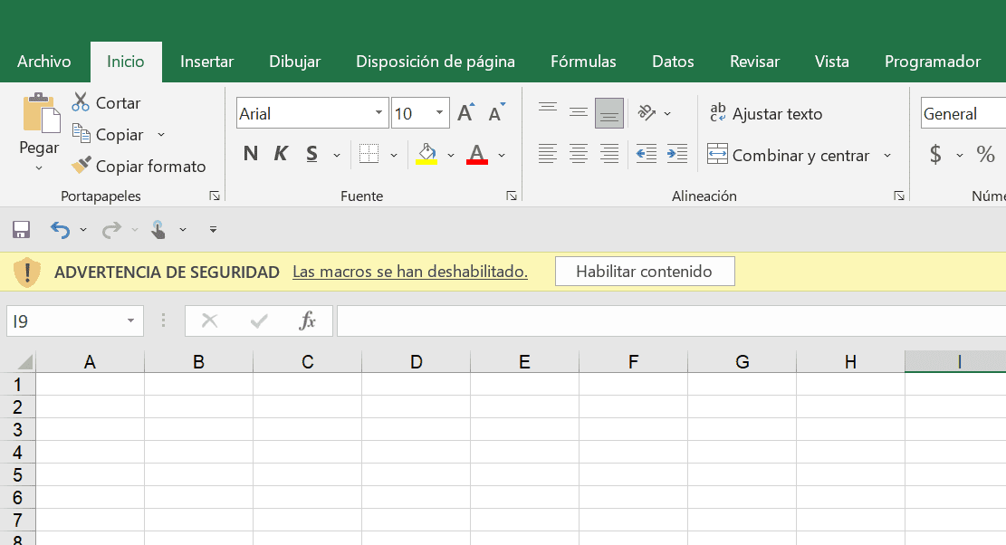 Habilitare macros en Excel